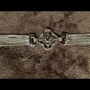 Silver and pink bracelet